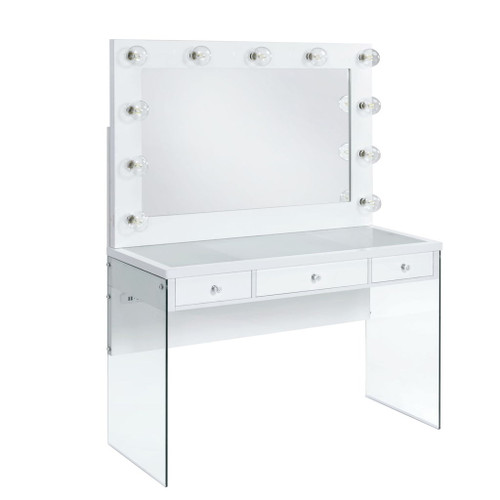 Jacey - Complete Vanity With Lightbulbs - Glossy White