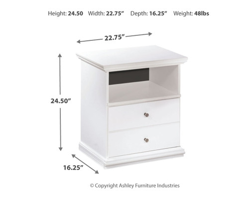 Bostwick Shoals - White - One Drawer Night Stand
