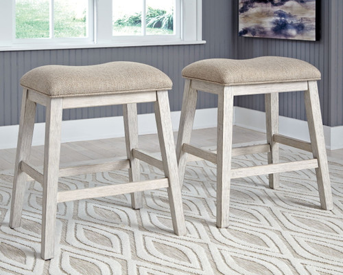 Skempton - Upholstered Stool (Set of 2) - White