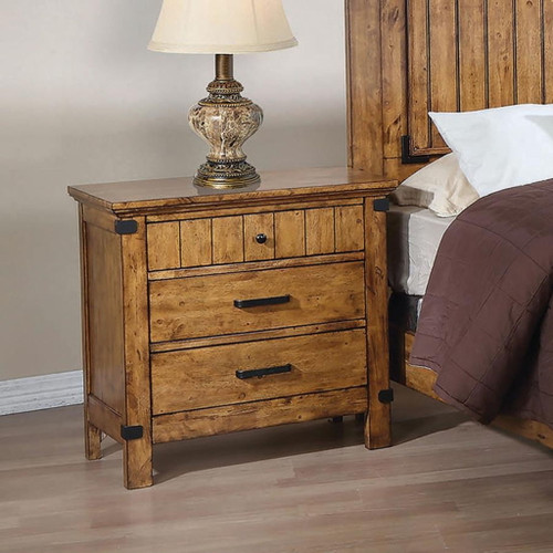 Brenner - 3-Drawer Night Stand - Rustic Honey