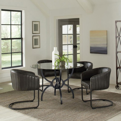 Aviano - 5 Piece Dining Set - Gunmetal And Matte Black