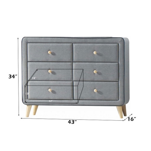 Valda - Dresser - Light Gray Fabric