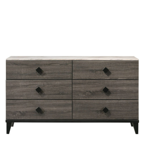 Avantika - Dresser - Faux Marble Top & Rustic Gray Oak