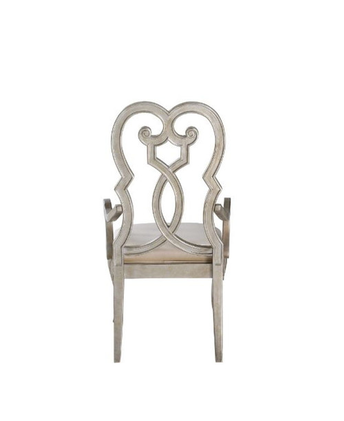 Esteban - Arm Chair Set of 2) - Ivory Velvet & Antique Champagne