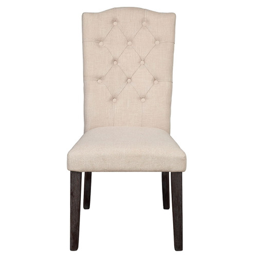 Gerardo - Side Chair Set of 2) - Beige Linen & Weathered Espresso