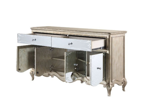 Esteban - Server - Mirrored & Antique Champagne Finish