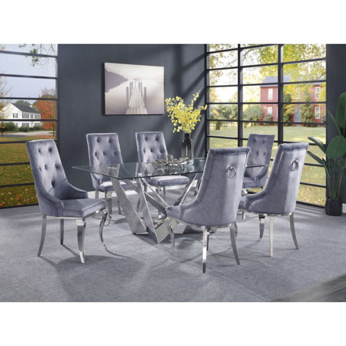 Dekel - Dining Table - Clear Glass & Stainless Steel