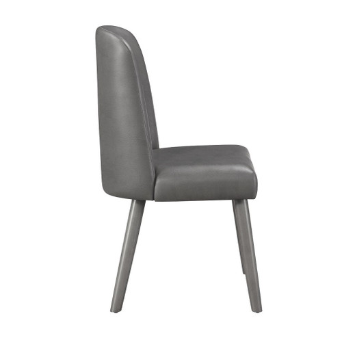 Waylon - Side Chair (Set of 2) - Gray Synthetic Leather & Gray Oak