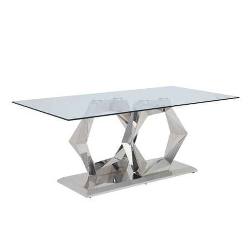 Gianna - Dining Table - Clear Glass Top & Stainless Steel