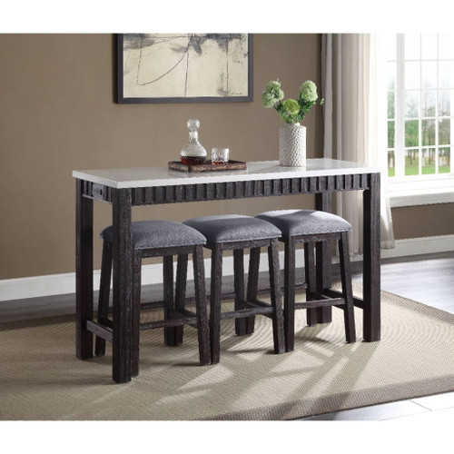 Necalli - 4 Piece Counter Height Table Set - Marble Top & Weathered Espresso Necalli - 4 Piece Counter Height Table Set - Marble Top & Weathered Espresso