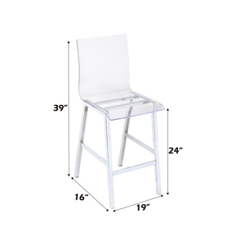 Nadie - Counter Height Chair (Set of 2) - Clear Acrylic & Chrome