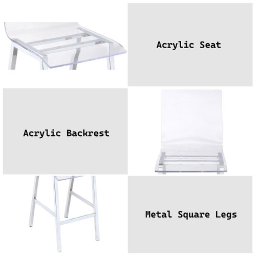 Nadie - Counter Height Chair (Set of 2) - Clear Acrylic & Chrome