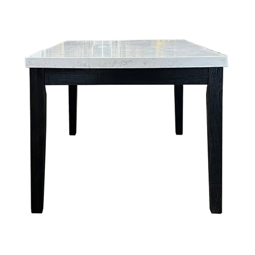 Nolan - Dining Table - White Natural Marble Top & Salvage Dark Oak