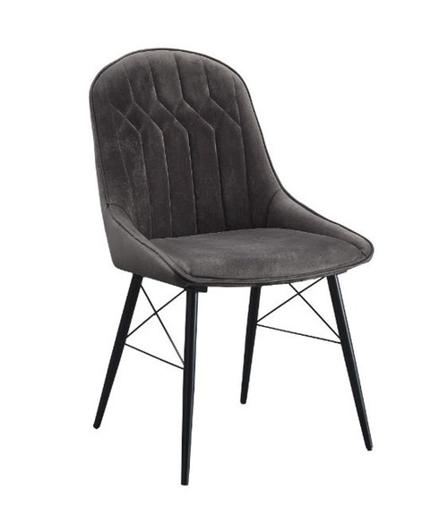 Abraham - Side Chair (Set of 2) - Dark Gray Fabric & Black Abraham - Side Chair (Set of 2) - Dark Gray Fabric & Black