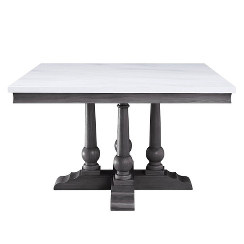 Yabeina - Square Dining Table - Marble Top Top & Gray Oak