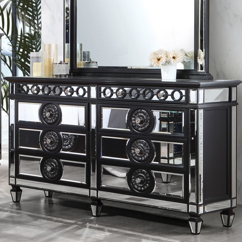 Varian II - Dresser - Mirrored, Black & Sliver Varian II - Dresser - Mirrored, Black & Sliver