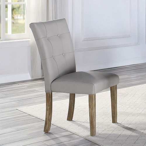 Charnell - Side Chair (Set of 2) - Gray Synthetic Leather & Oak