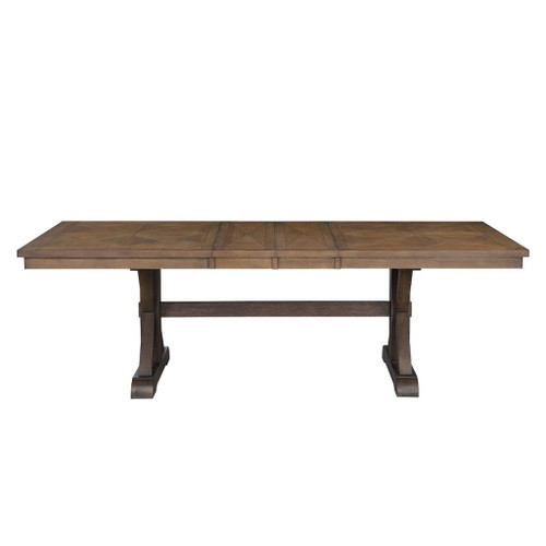 Pascaline - Dining Table - Gray Fabric, Rustic Brown & Oak