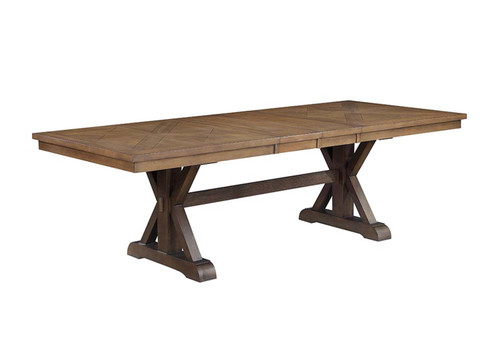 Pascaline - Dining Table - Gray Fabric, Rustic Brown & Oak Finish