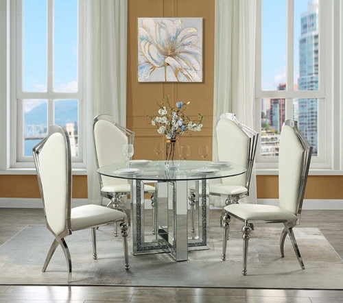 Noralie - Dining Table - Mirrored & Faux Diamonds