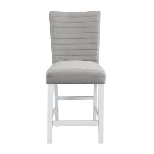 Elizaveta - Counter Height Chair (Set of 2) - Gray Velvet &White High Gloss