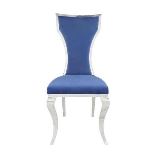 Azriel - Side Chair (Set of 2) - Blue Velvet & Mirroed Silver Azriel - Side Chair (Set of 2) - Blue Velvet & Mirroed Silver