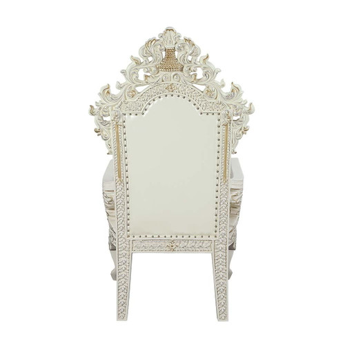 Adara - Arm Chair (Set of 2) - Pearl White Synthetic Leather & Antique White