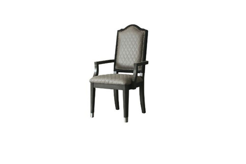 House Beatrice - Arm Chair Set of 2) - Two Tone Gray Fabric & Charcoal