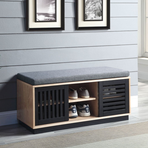 Gamaliel - Bench With Storage - Oak & Espresso