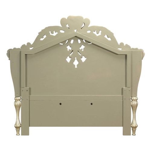 Vatican - Eastern King Bed - Synthetic Leather, Light Gold & Champagne Silver