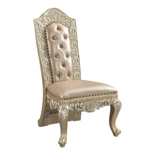 Vatican - Side Chair (Set of 2) - Synthetic Leather & Champagne Silver