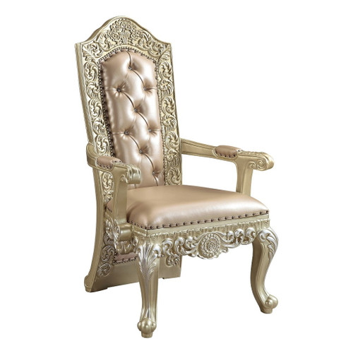 Vatican - Arm Chair (Set of 2) - Synthetic Leather & Champagne Silver