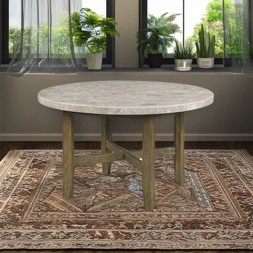 Karsen - Dining Table With Marble Top - Natural Marble Top & Rustic Oak Karsen - Dining Table With Marble Top - Natural Marble Top & Rustic Oak