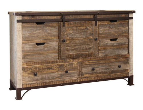 Antique - Dresser With 6 Drawer / 1 Door - Multicolor Antique - Dresser With 6 Drawer / 1 Door - Multicolor