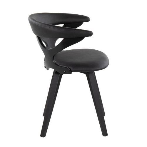 Gardenia - Dining / Accent Chair With Swivel - Black Wood And Black Faux Leather