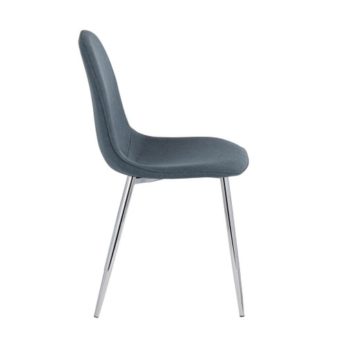 Pebble - Chair - Chrome And Blue Fabric (Set of 2)