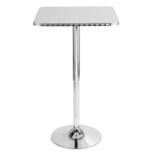 Bistro - Adjustable Square Bar Table - Silver