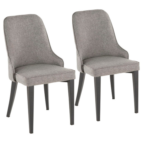 Nueva - Accent / Dining Chair - Black Metal And Gray Fabric (Set of 2)