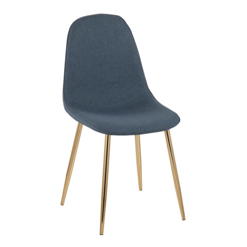 Pebble - Chair - Gold Steel And Blue Velvet (Set of 2)