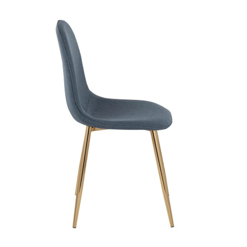 Pebble - Chair - Gold Steel And Blue Velvet (Set of 2)