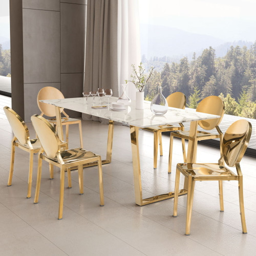 Atlas - Dining Table - White & Gold