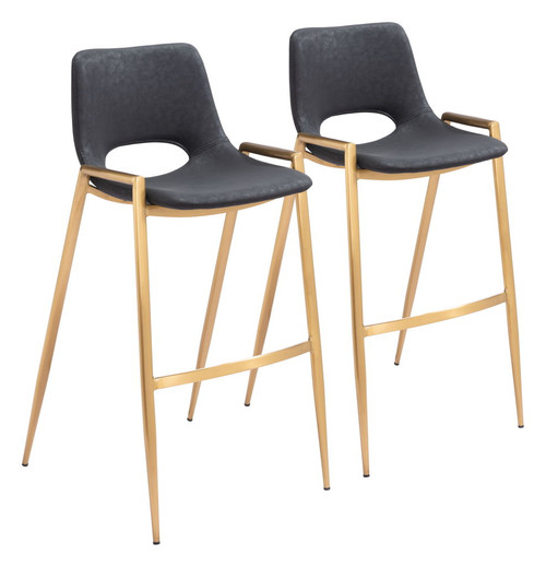 Desi - Barstool Chair With Gold Base (Set of 2)