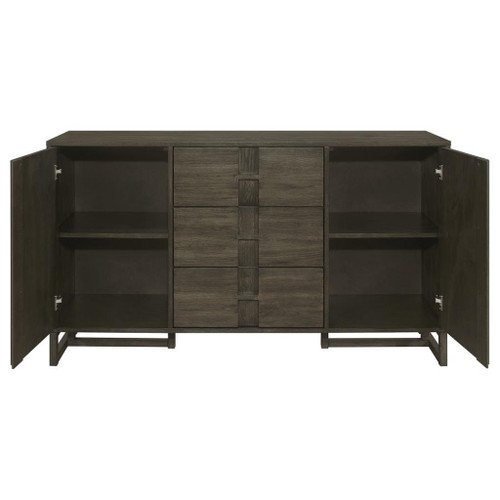 Kelly - 3-Drawer Storage Dining Sideboard Server - Dark Gray