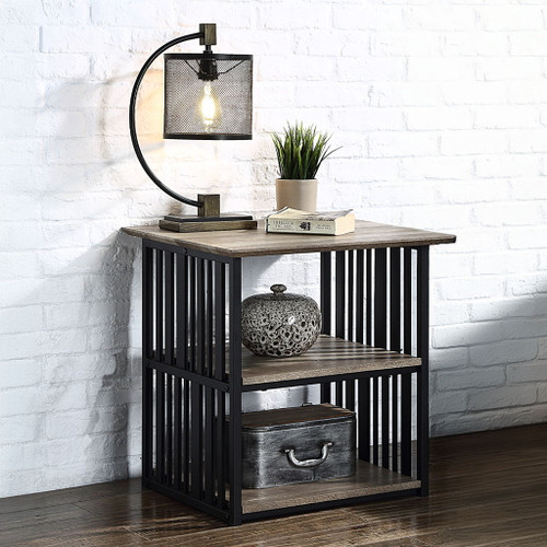 Zudora - Nightstand - Antique Oak & Black Zudora - Nightstand - Antique Oak & Black