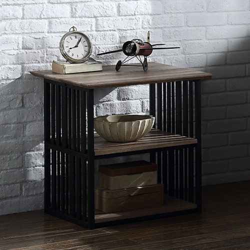 Zudora - Nightstand - Antique Oak & Black