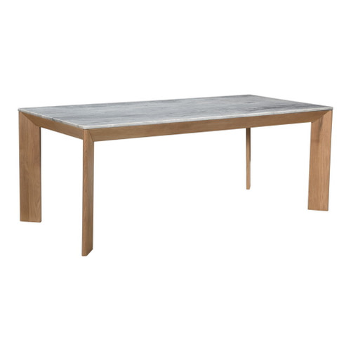 Angle - Large Marble Rectangular Dining Table - Natural Oak