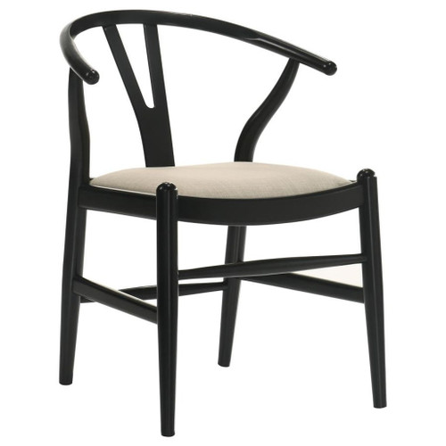 Cortona - Danish Y-Shaped Back Wishbone Dining Side Chair (Set of 2) - Black And Beige