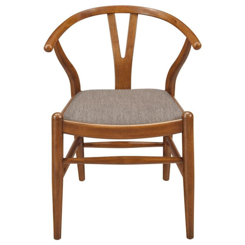 Dinah - Danish Y-Shaped Back Wishbone Dining Side Chair (Set of 2) - Walnut And Brown