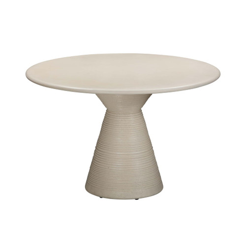 Fern - Textured Faux Plaster Concrete Indoor / Outdoor Round Dining Table - Beige
