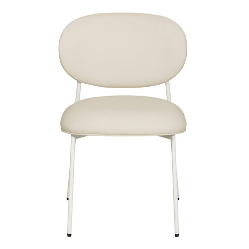 McKenzie - Vegan Leather Stackable Dining Chair With Cream Legs (Set of 2) - Cream